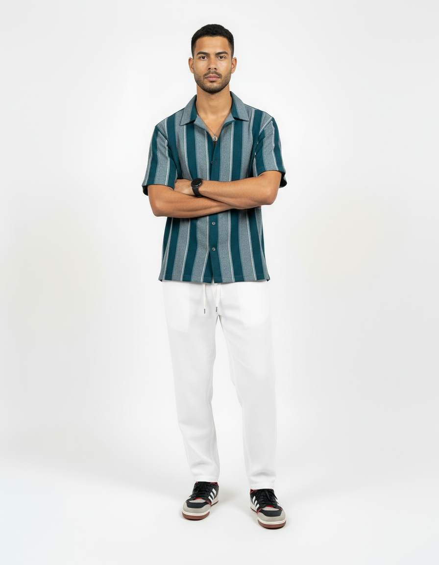 Zyloft Men Striped Button-Down Short Sleeve Shirt