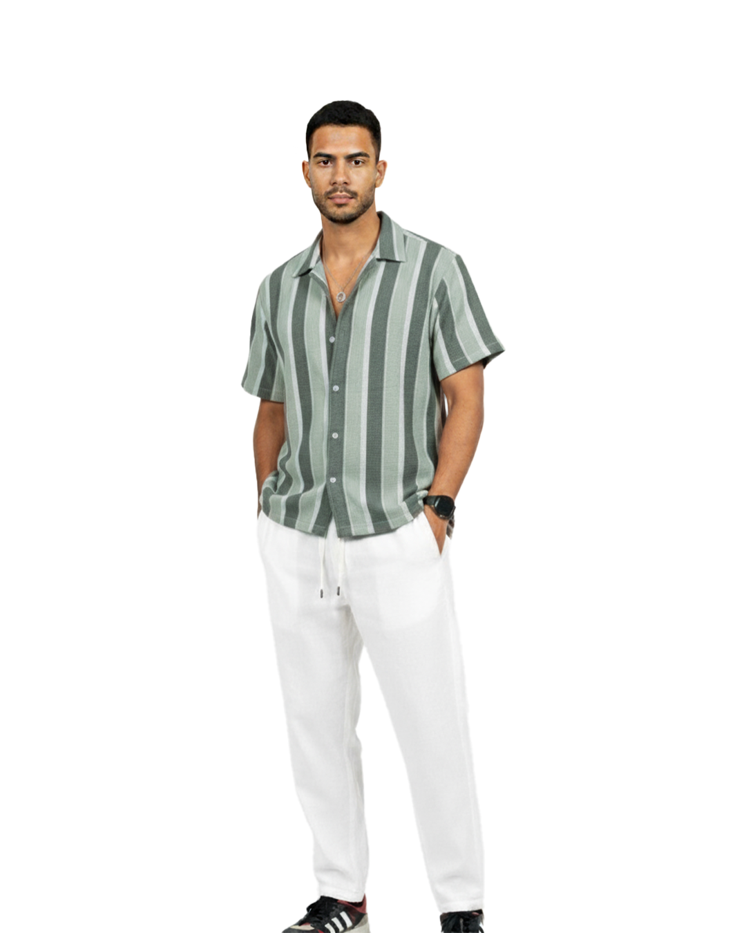 Zyloft Men Striped Button-Down Short Sleeve Shirt