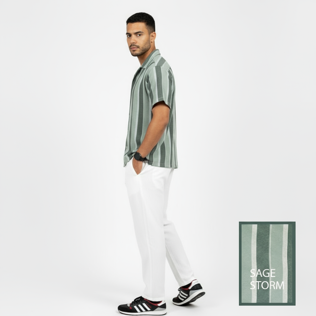 Zyloft Men Striped Button-Down Short Sleeve Shirt