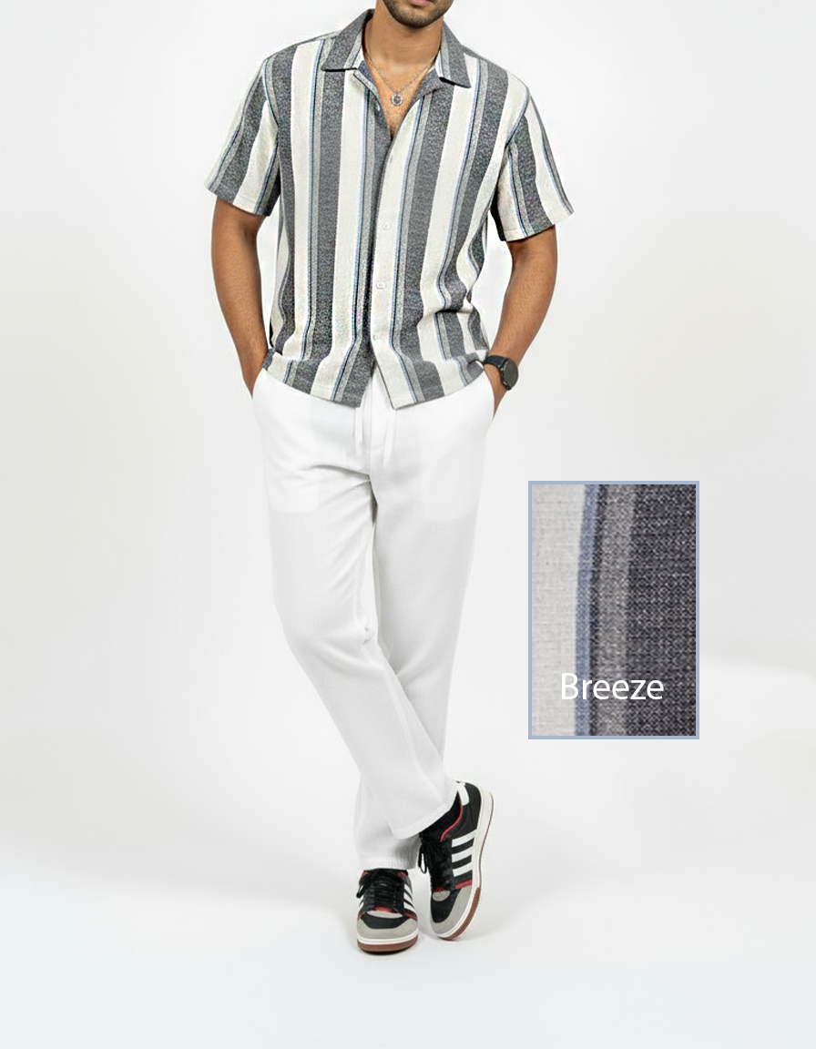 Zyloft Men Striped Button-Down Short Sleeve Shirt