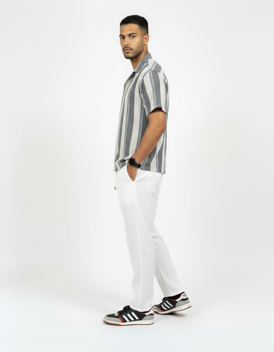Zyloft Men Striped Button-Down Short Sleeve Shirt