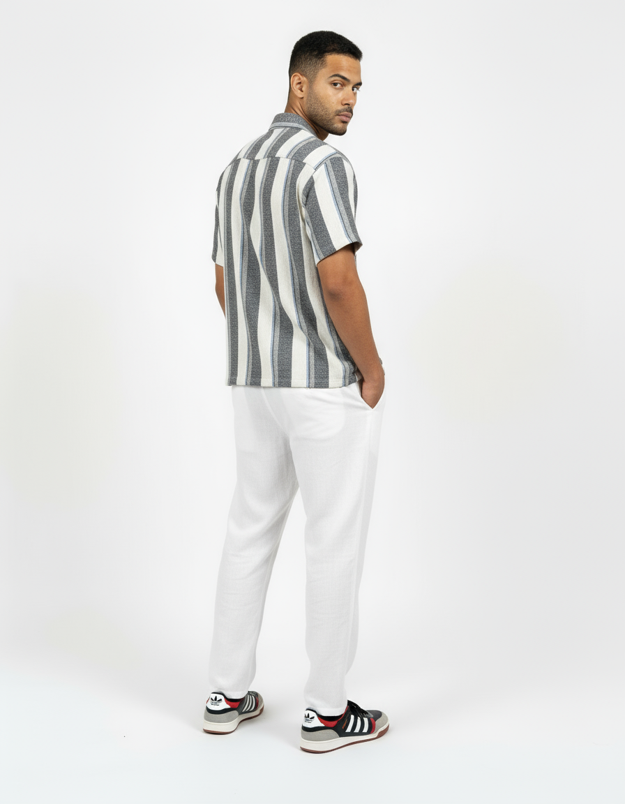 Zyloft Men Striped Button-Down Short Sleeve Shirt