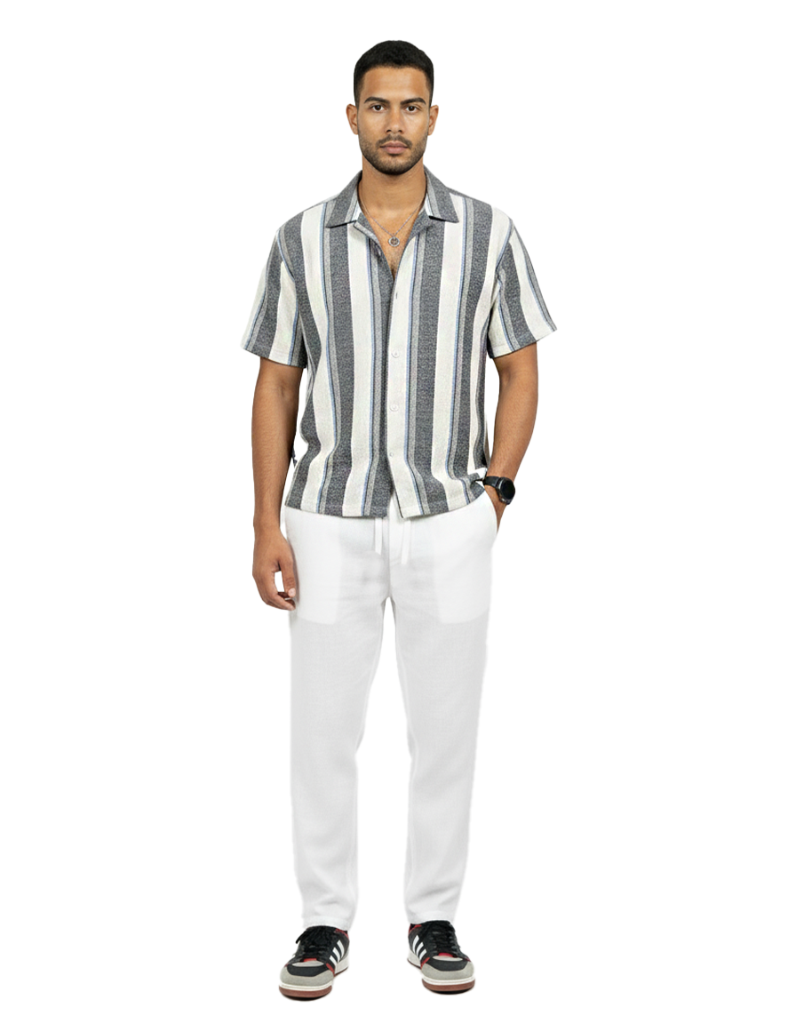 Zyloft Men Striped Button-Down Short Sleeve Shirt