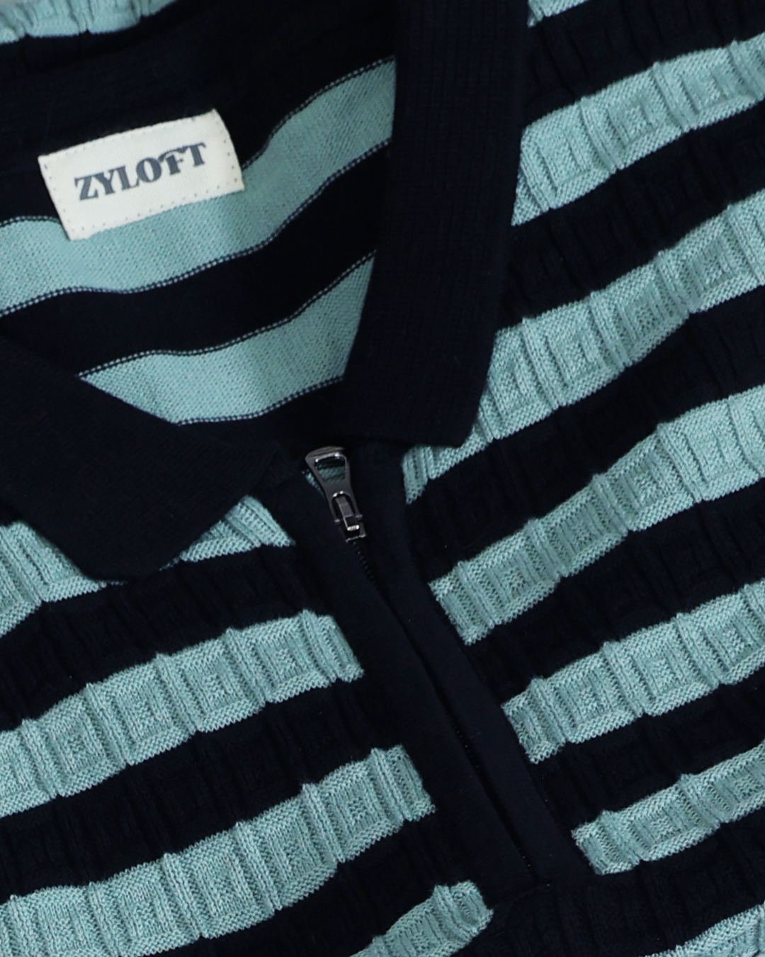 Men’s Striped Polo T-Shirt – Half-Zip Collar Knit