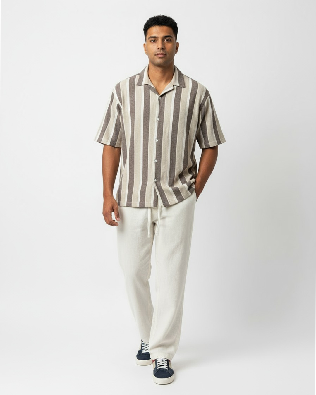 Men's Cotton Linen Casual Pants with Drawstring Waist