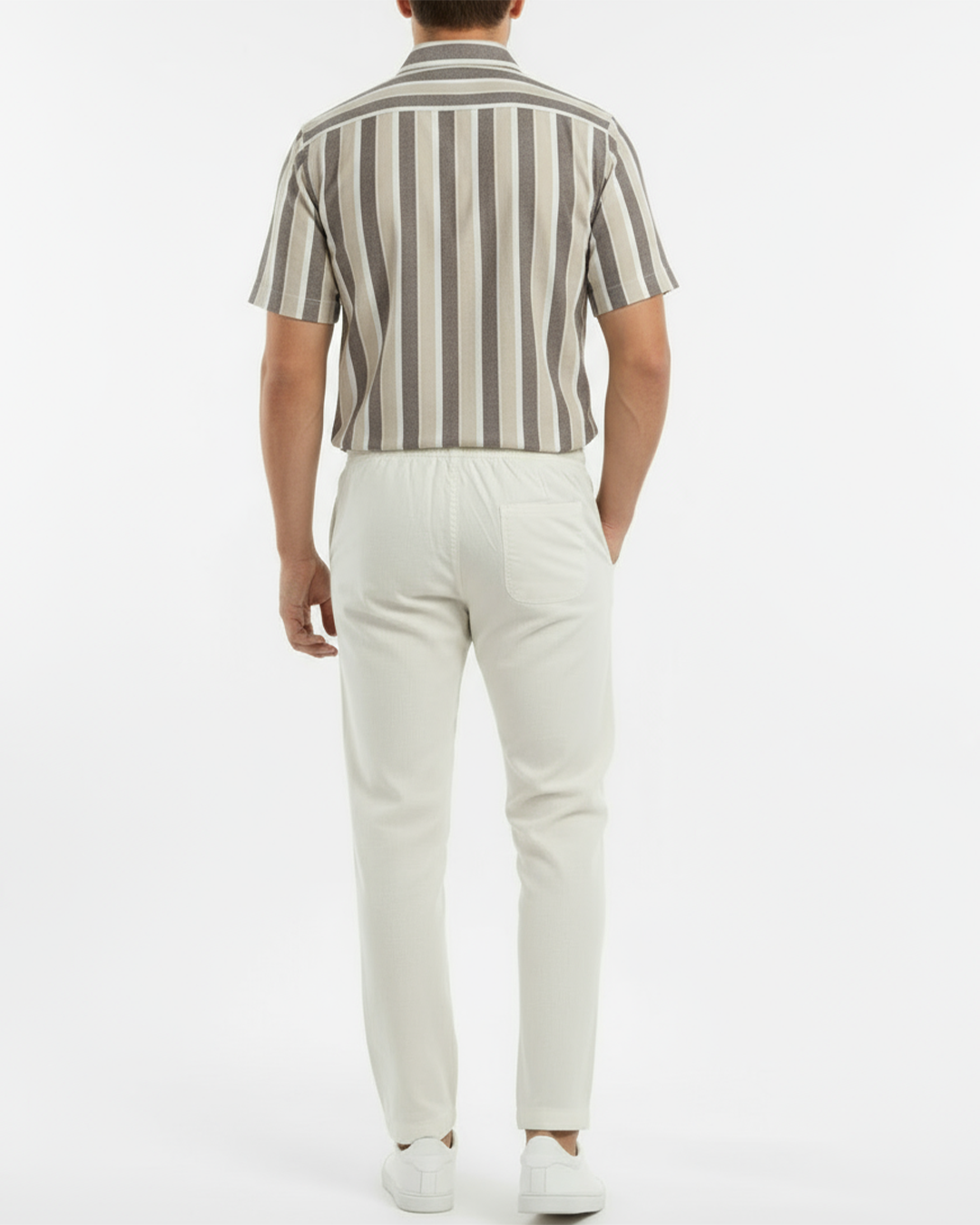 Men's Cotton Linen Casual Pants with Drawstring Waist