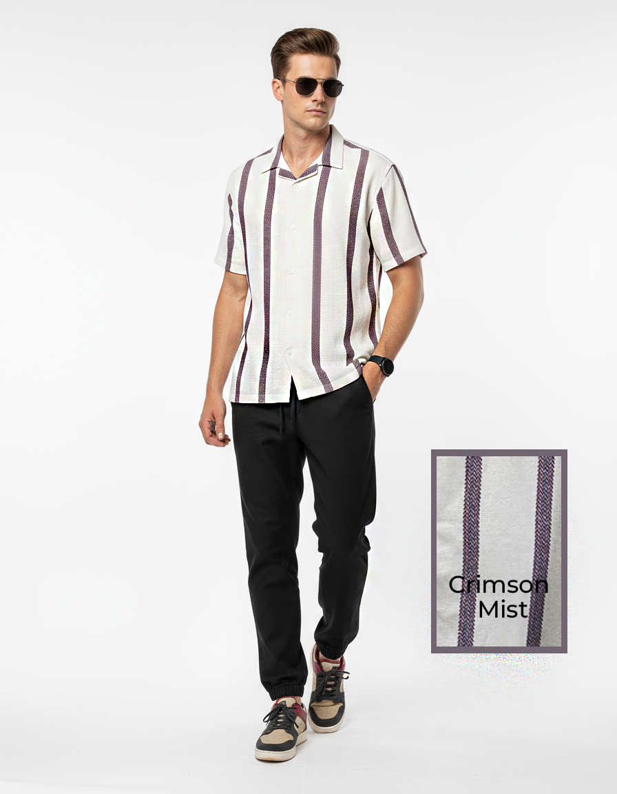 Zyloft Men Striped Button-Down Short Sleeve Shirt