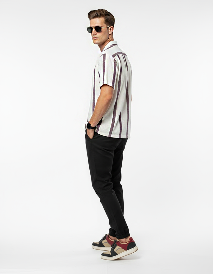 Zyloft Men Striped Button-Down Short Sleeve Shirt