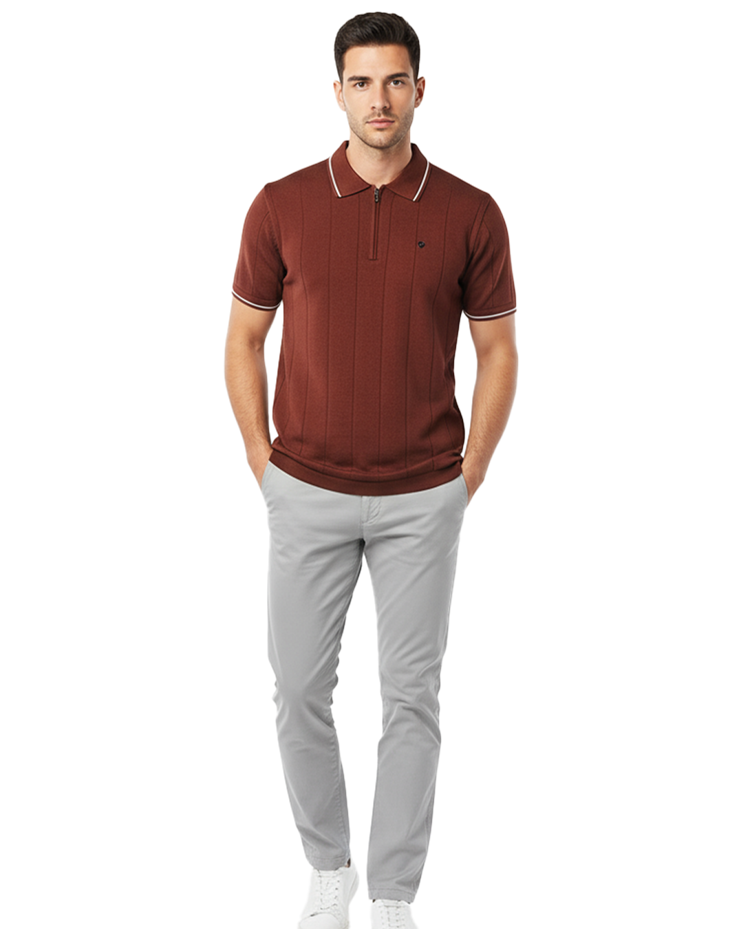 Zyloft Men's Slim Fit Striped Knitted Polo T-Shirt |
