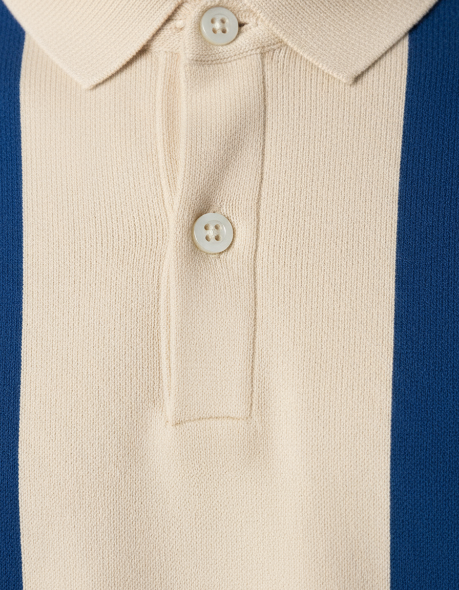 Men's Knit Polo Shirt | Retro Color Block