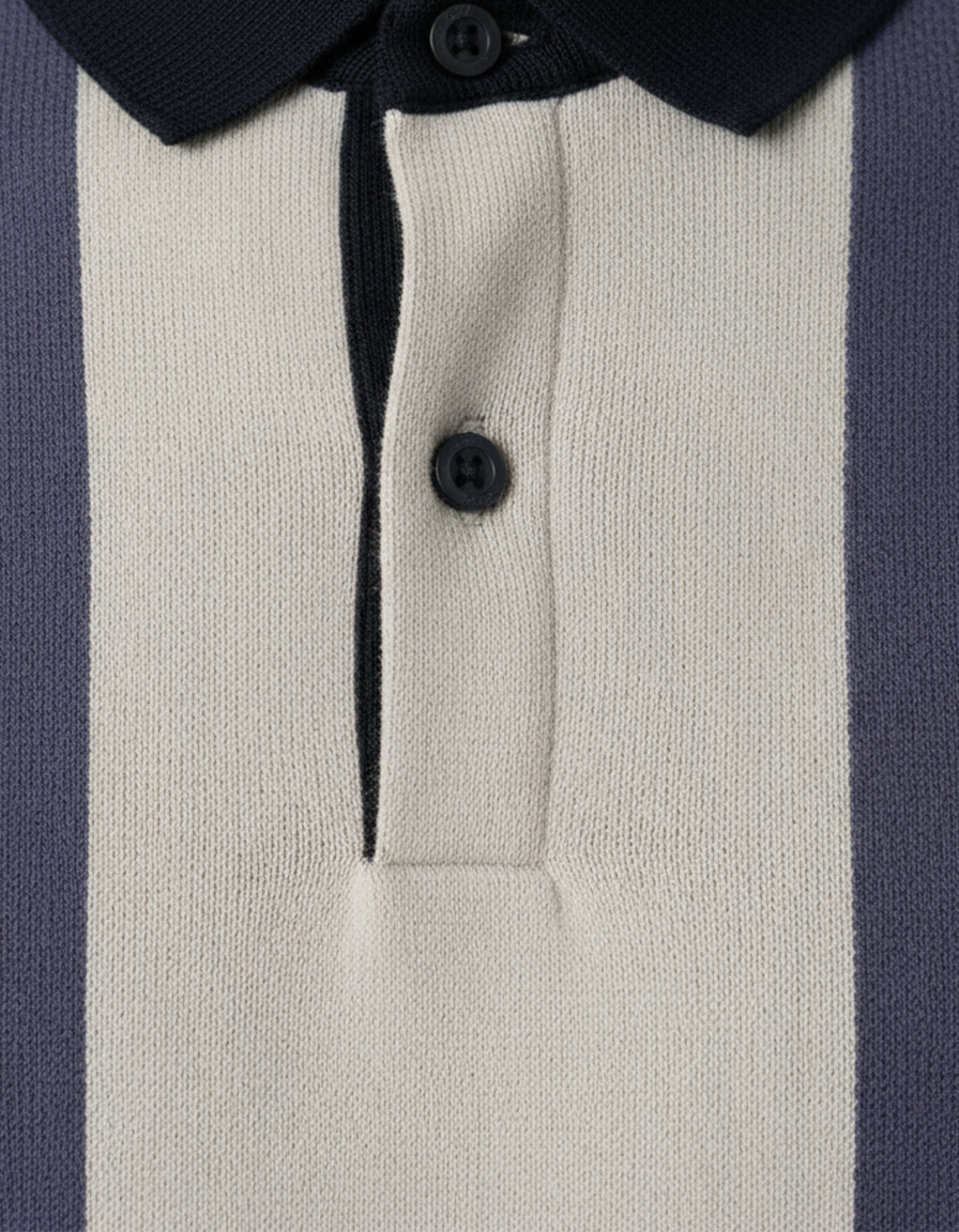 Men's Knit Polo Shirt | Retro Color Block